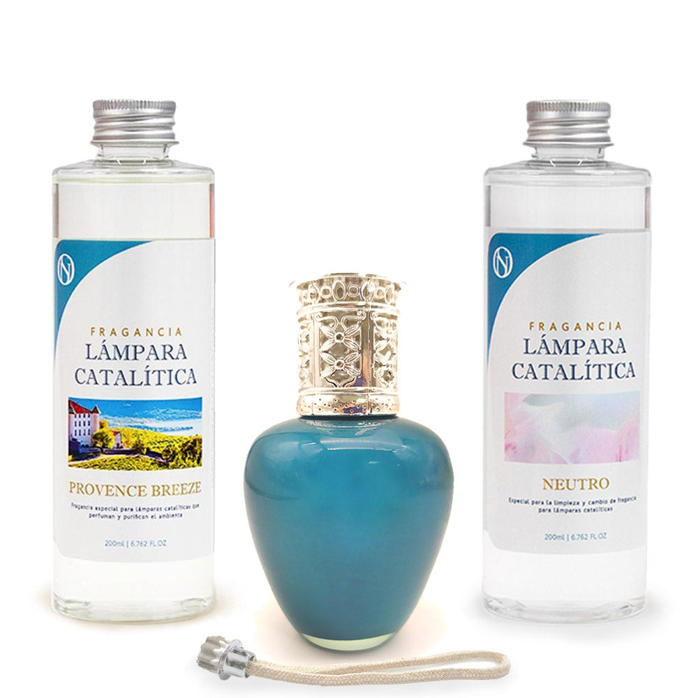 Pack Ahorro Lámpara Catalítica Aqua Marina + Fragancia Provence Breeze 500ml + Limpiador Neutro 200ml + Mecha Repuesto_0