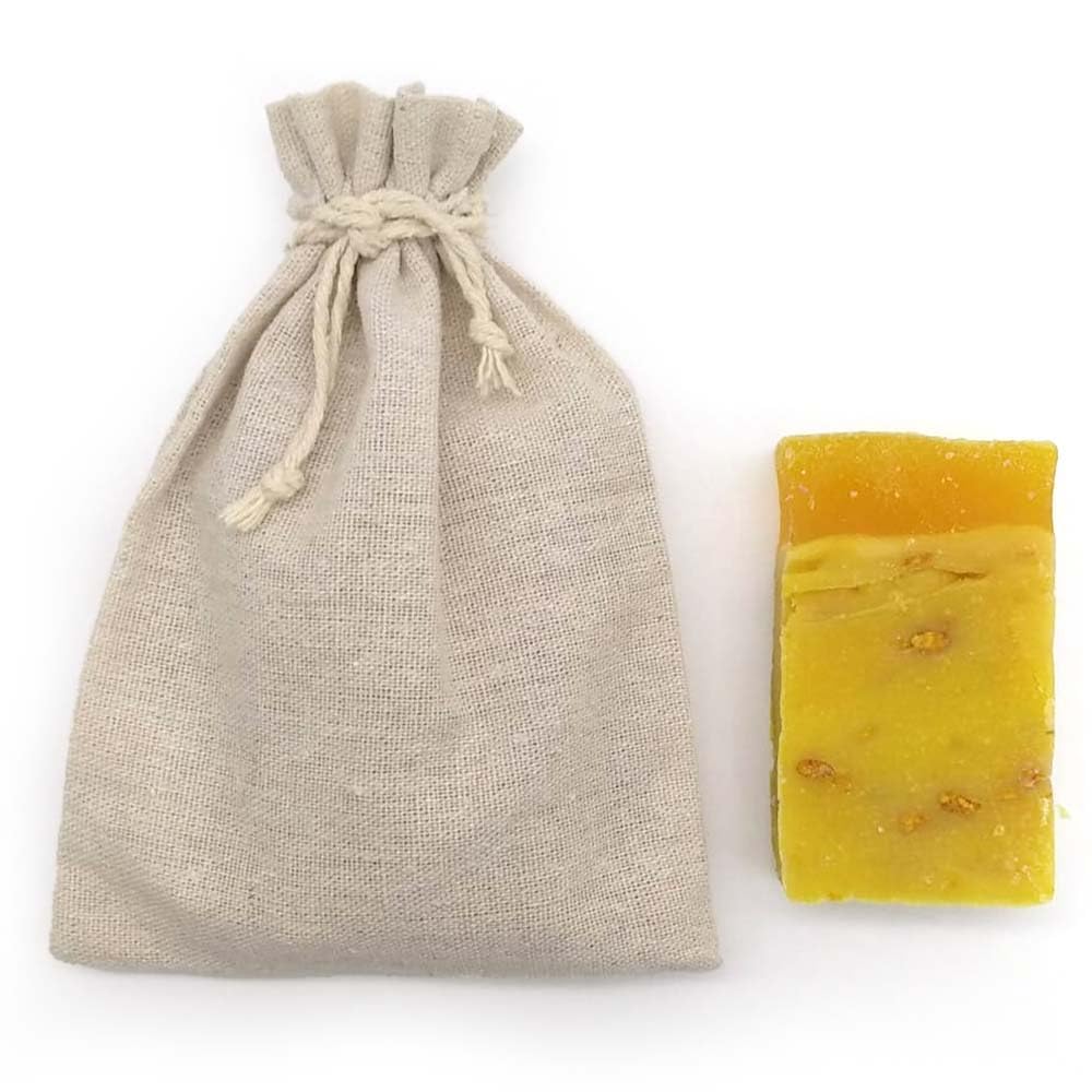 Jabón Natural Limón 90g En Bolsa Regalo De Yute - Piel Grasa, Previene El Acné Y Puntos Negros - Aclara Las Manchas_2