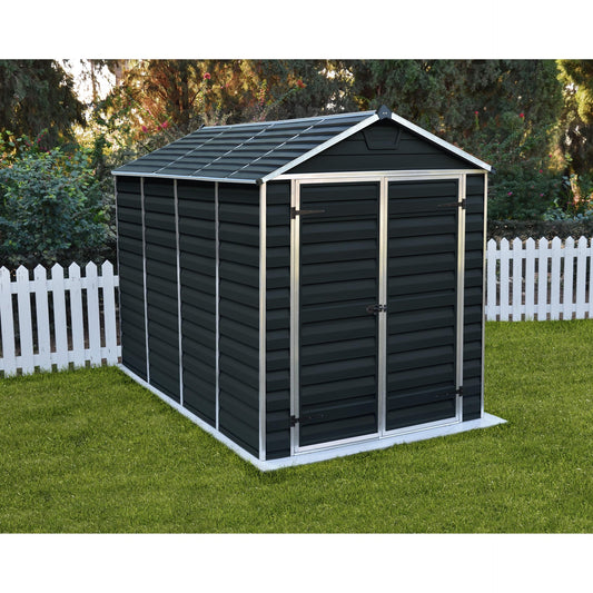 Telheiro de jardim com claraboia 303x185x217 cm cinzento escuro 