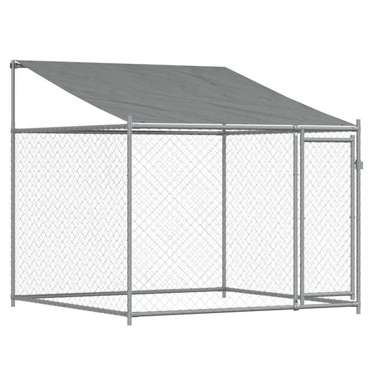 Jaula De Perros Techo Y Puerta Acero Galvanizado Gris 2x2x2 M_0