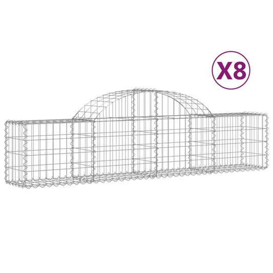 Cestas De Gaviones 8 Uds Forma De Arco Hierro 200x30x40/60 Cm_0