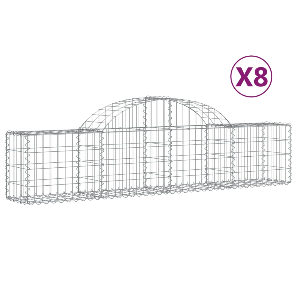 Cestas De Gaviones 8 Uds Forma De Arco Hierro 200x30x40/60 Cm_0