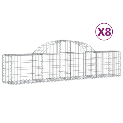 Cestas De Gaviones 8 Uds Forma De Arco Hierro 200x30x40/60 Cm_0