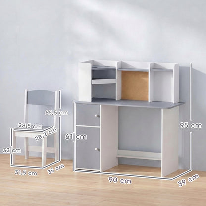 Secretária Infantil Com Cadeira Aiyaplay Mdf Cinzento 90x39x95 Cm_2