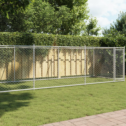 Jaula De Perros Con Puerta Acero Galvanizado Gris 8x2x1,5 M_1