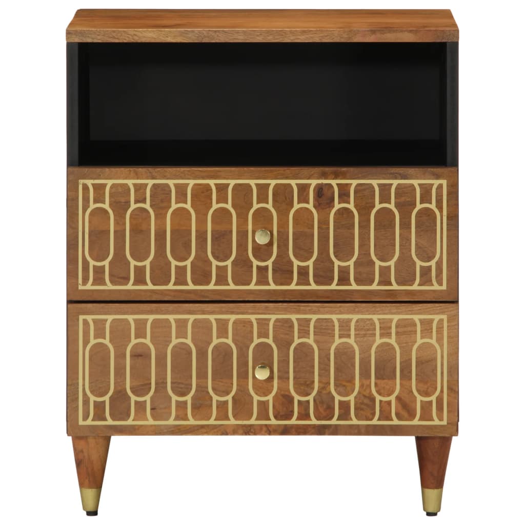 Mesita De Noche Madera Maciza De Mango 50x33x62 Cm_0