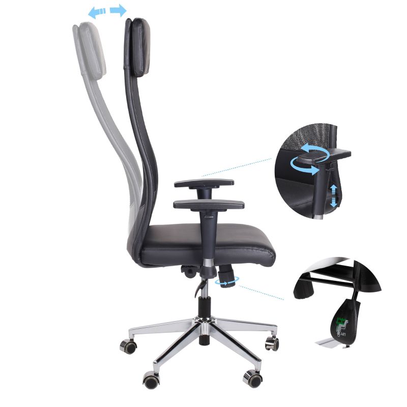 Silla De Oficina Airflow Símil, Negro, 65 X 120a128 X 65cm_4