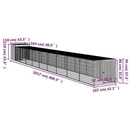 Vidaxl Gallinero Y Corral Acero Galvanizado Gris Claro 110x1017x110 Cm_2