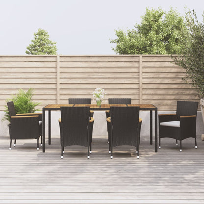 Vidaxl Set De Comedor De Jardín 7 Pzas Y Cojines Ratán Sintético Negro_1