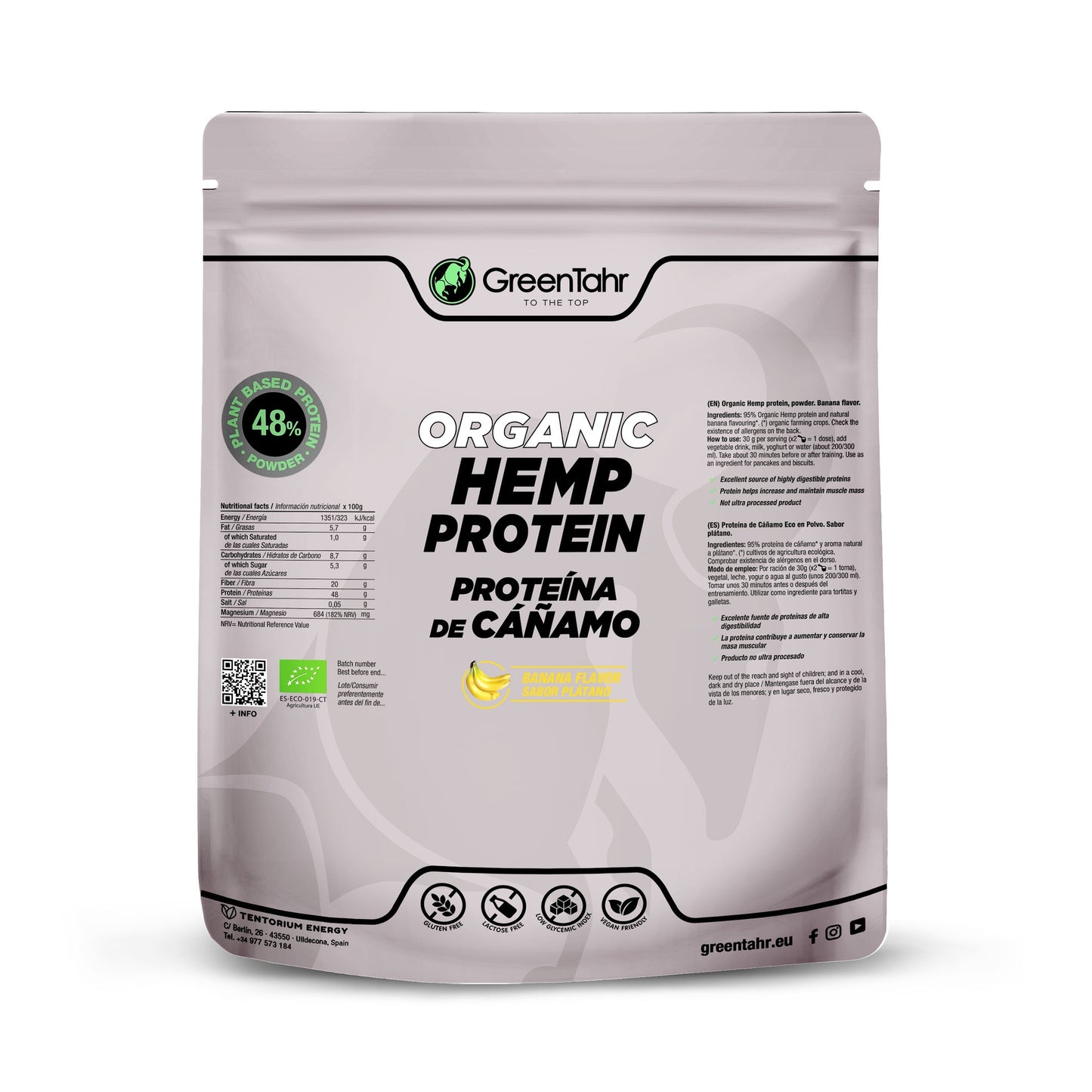 Proteína de cânhamo ECO sabor banana Green Tahr 750g