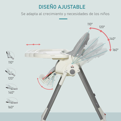 Homcom Trona Para Bebé Evolutiva Plegable De +6 Meses Altura Ajustable Ruedas Y_5