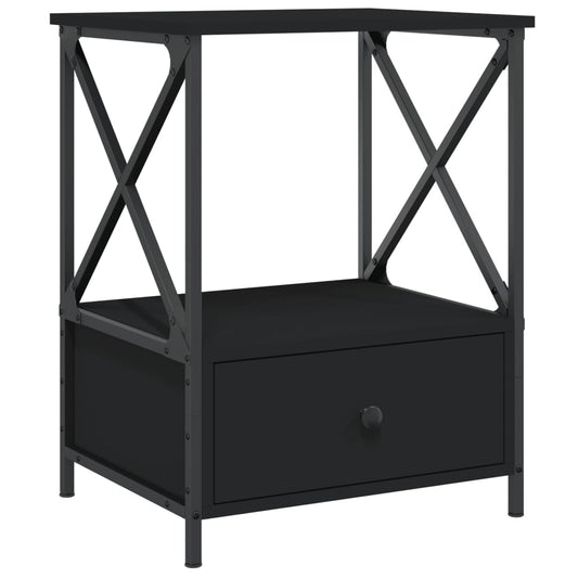 Mesita De Noche Madera De Ingeniería Negra 50x41x65 Cm_0