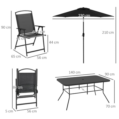 Outsunny Conjunto De Comedor De Exterior Con 6 Sillas Plegables Negro_2