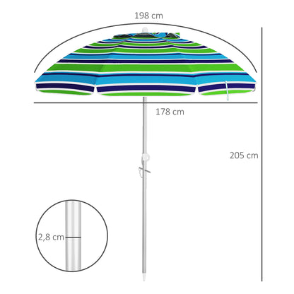 Outsunny Sombrilla De Playa Ø178x205 Cm Con Altura Ajustable Multicolor_2