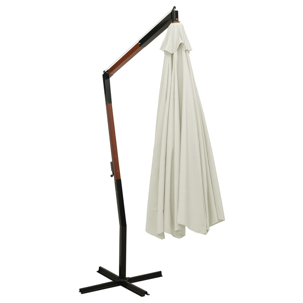 Vidaxl Sombrilla Colgante Con Poste De Madera Blanco Arena 350cm_3