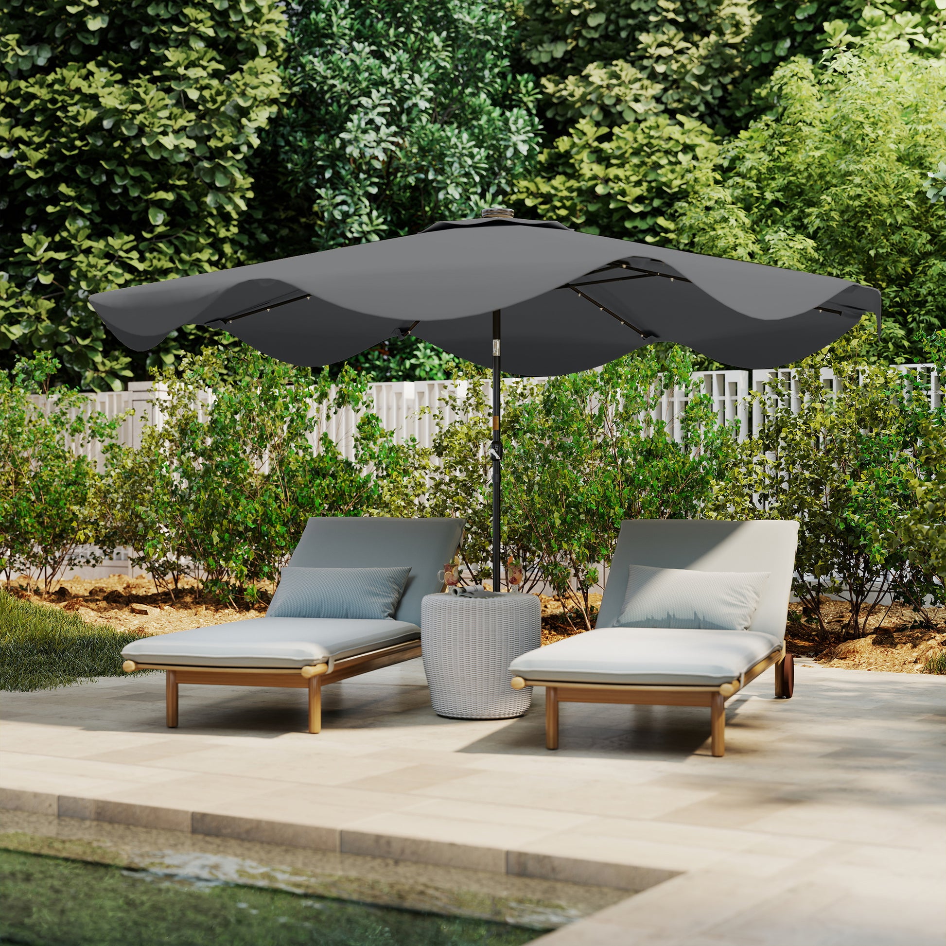 Outsunny Sombrilla De Jardín Ø292x254 Cm Con 32 Luces Led Solares Gris Oscuro_4