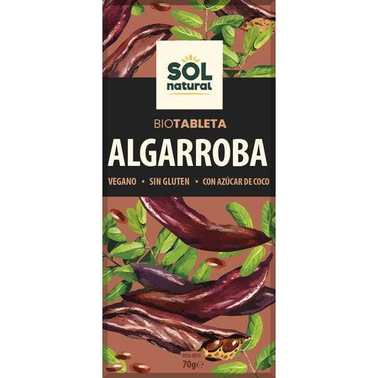 Barra de Chocolate de Alfarroba Vegan Orgânica Sol Natural 70g