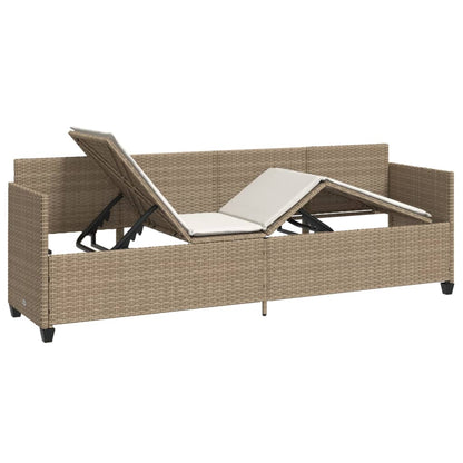 Tumbona Con Cojines Ratán Sintético Beige / Vetonek_4
