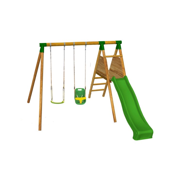 Parque Infantil Masgames Mauna Loa L (madera Redonda) 2 Asientos Planos + 1 Asiento Extra Bebe._0