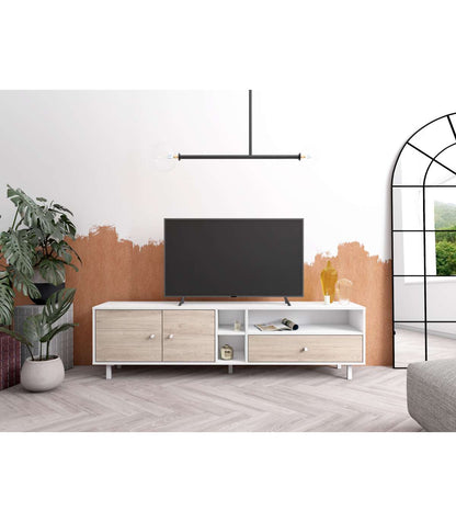 Mueble Para Televisión Modelo Rolan 2 Puertas 1 Cajón Acabado Blanco/sahara, 180cm(ancho_0