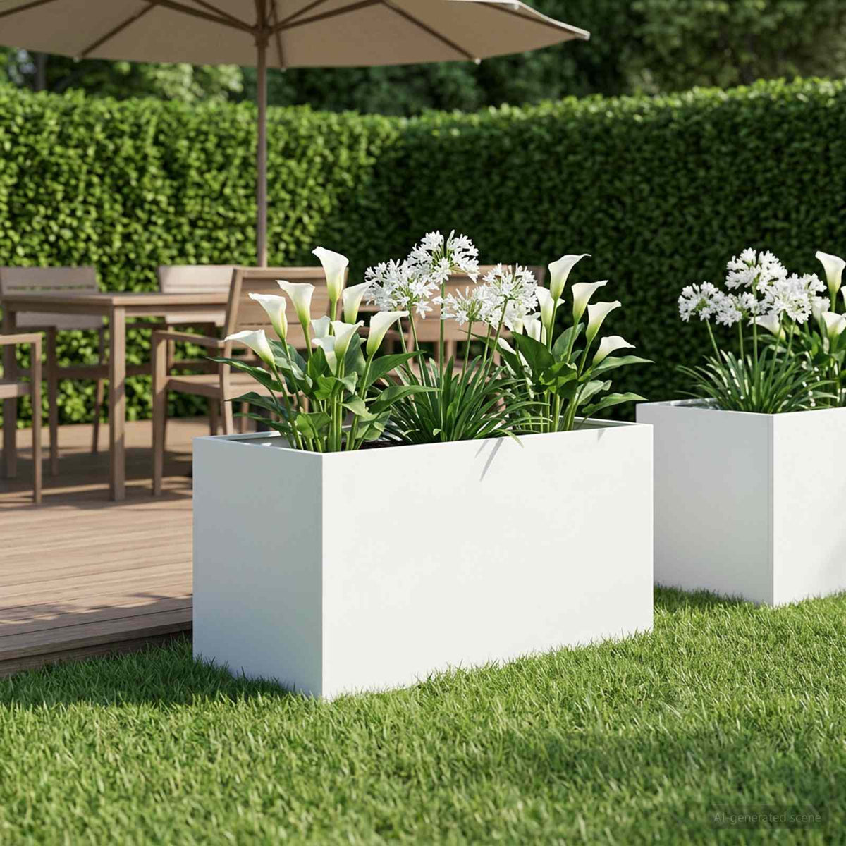 Macetero De Jardín Blanco 80 X 50 X 50 Cm_1