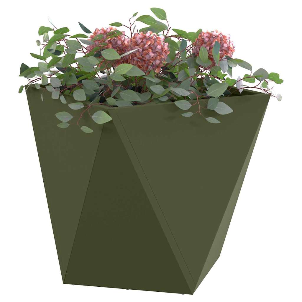 Jardinera 2 Uds. Verde Oliva 40 X 40 X 40 Cm Acero_2