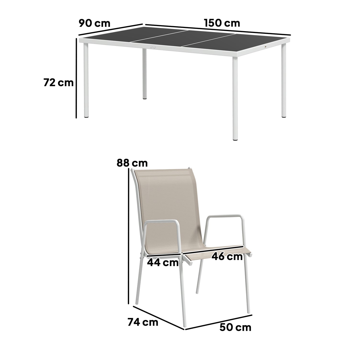 Outsunny Conjunto De Comedor De Exterior Con 1 Mesa Y 6 Sillas Blanco Y Gris_2