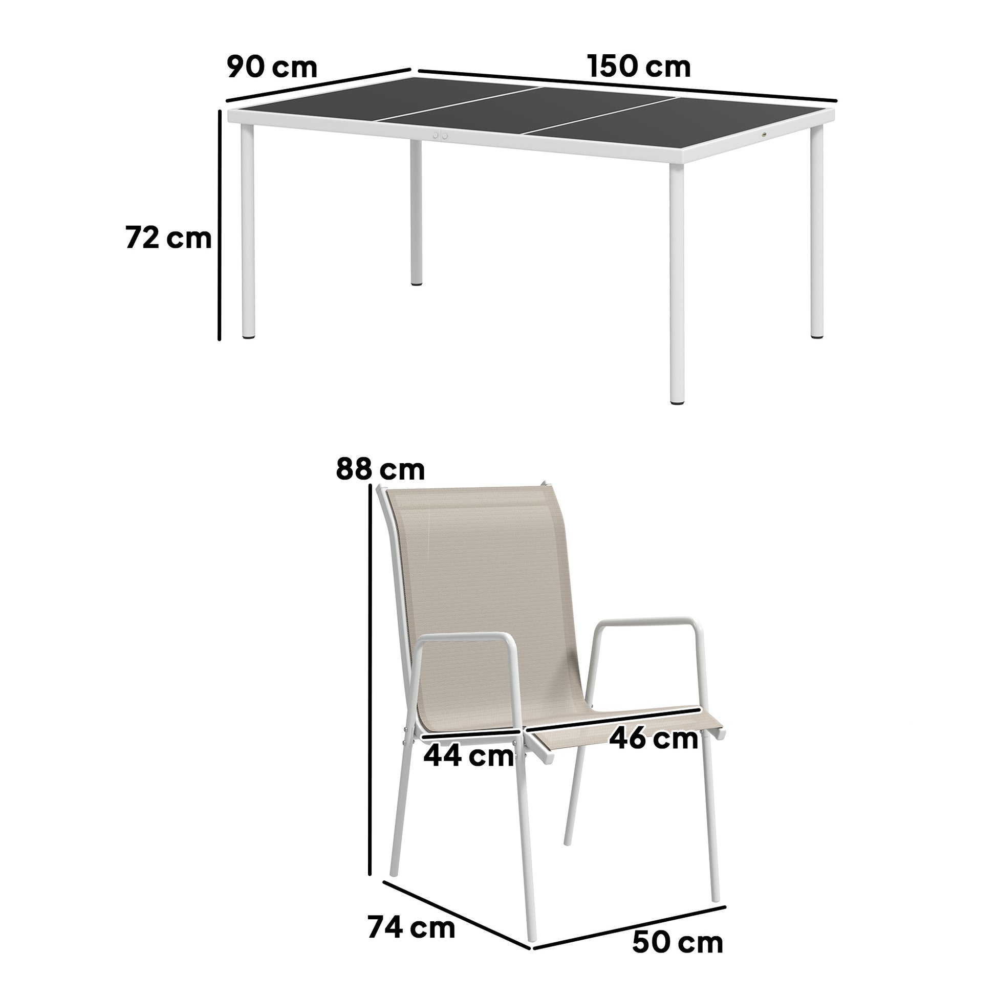 Outsunny Conjunto De Comedor De Exterior Con 1 Mesa Y 6 Sillas Blanco Y Gris_2