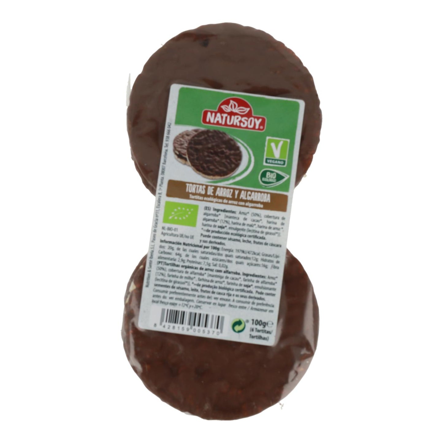 Bolinhos de arroz com alfarroba, 100 g. Natursoy