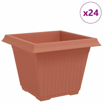Maceta Cuadrada Para Flores 24 Uds. Rojo Ladrillo Plástico_0