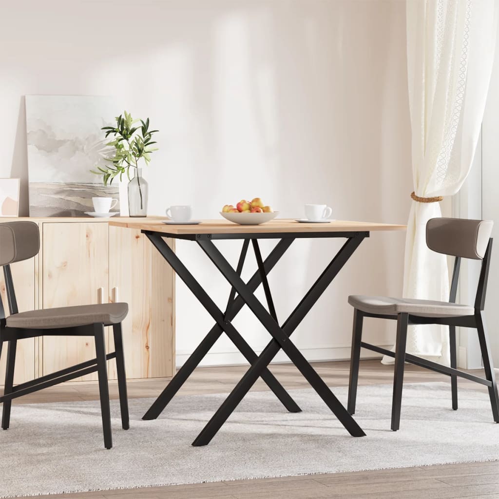 Mesa De Comedor Marco X Madera Maciza Pino Y Acero 90x90x75 Cm_1