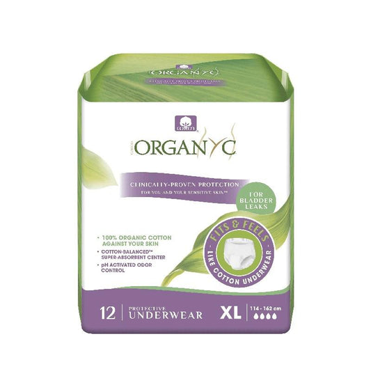Fraldas de algodão para incontinência tamanho XL (113-163 cm) Organyc 12 unidades