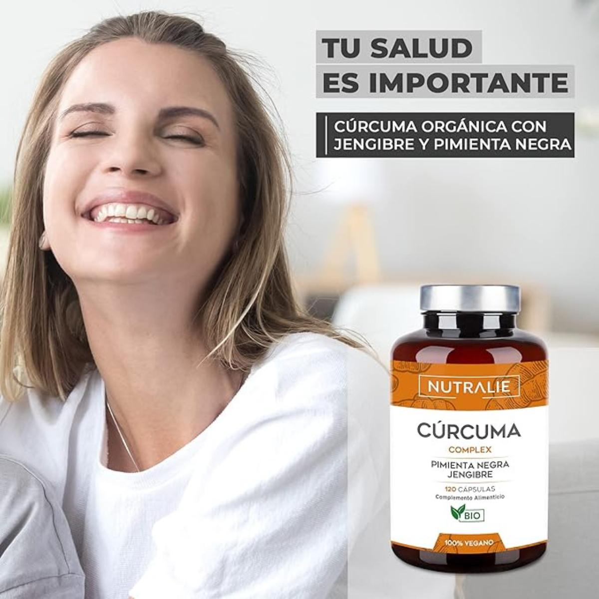 Nutralie Turmeric Complex + Gengibre e Pimenta Biológica Biológica 120 cápsulas