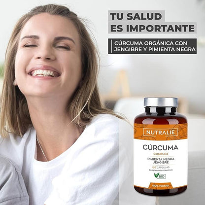 Nutralie Turmeric Complex + Gengibre e Pimenta Biológica Biológica 120 cápsulas