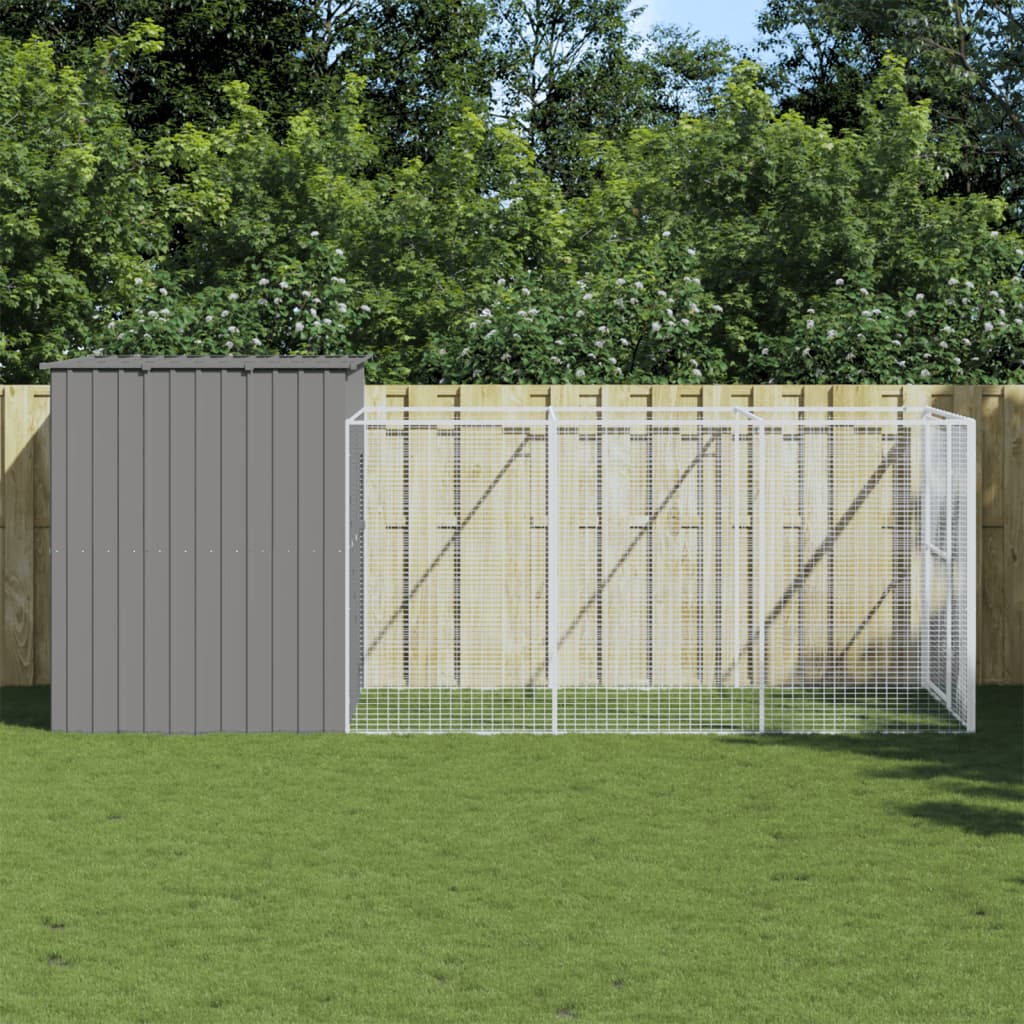 Caseta Perros Corral Acero Galvanizado Gris Claro 214x457x181cm_1