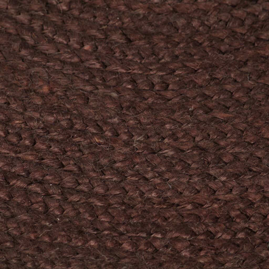 Vidaxl Alfombra De Yute Tejida A Mano Redonda Marrón 90 Cm_4