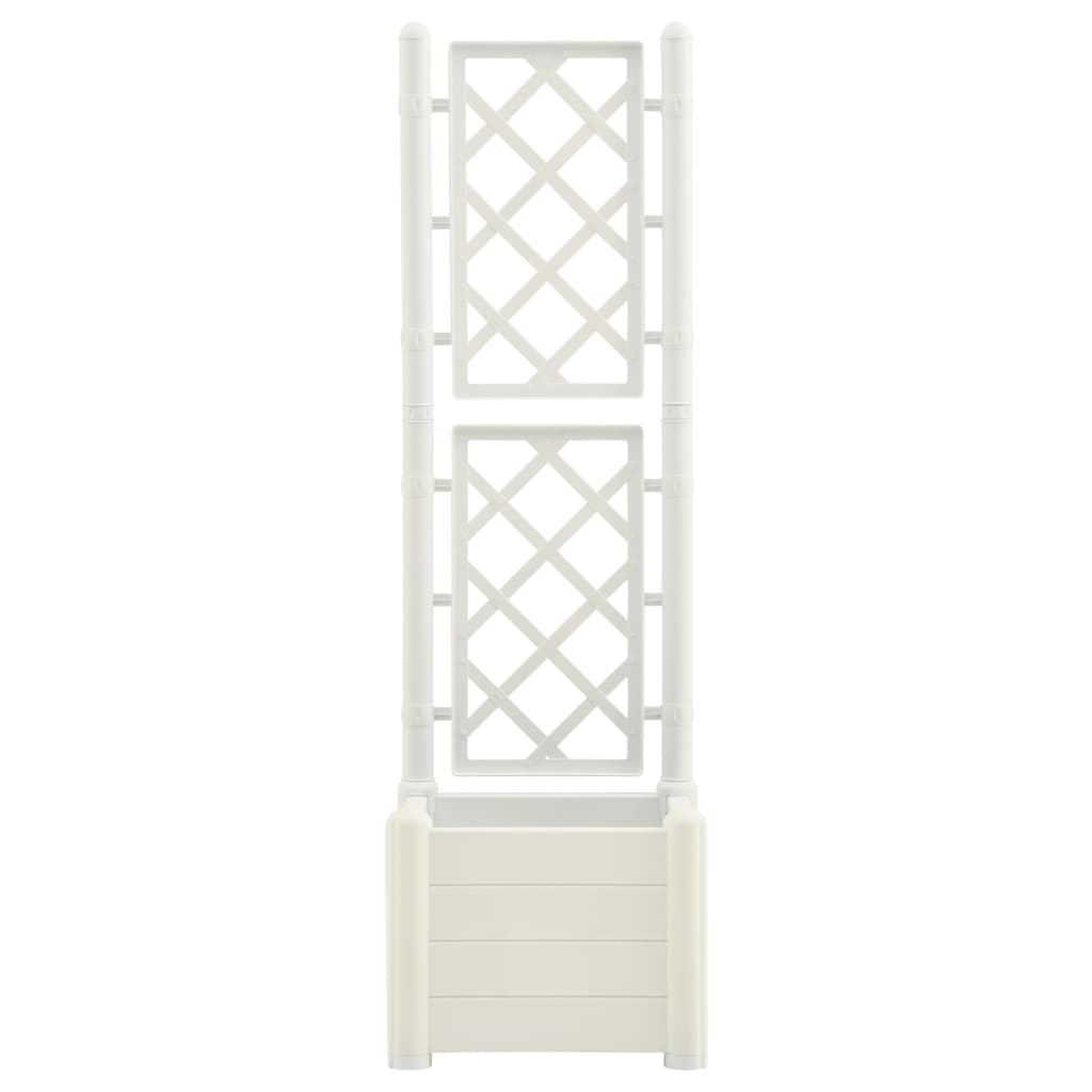 Jardinera Con Enrejado Pp Blanco 43x43x142 Cm_2