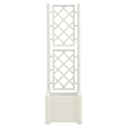 Jardinera Con Enrejado Pp Blanco 43x43x142 Cm_2