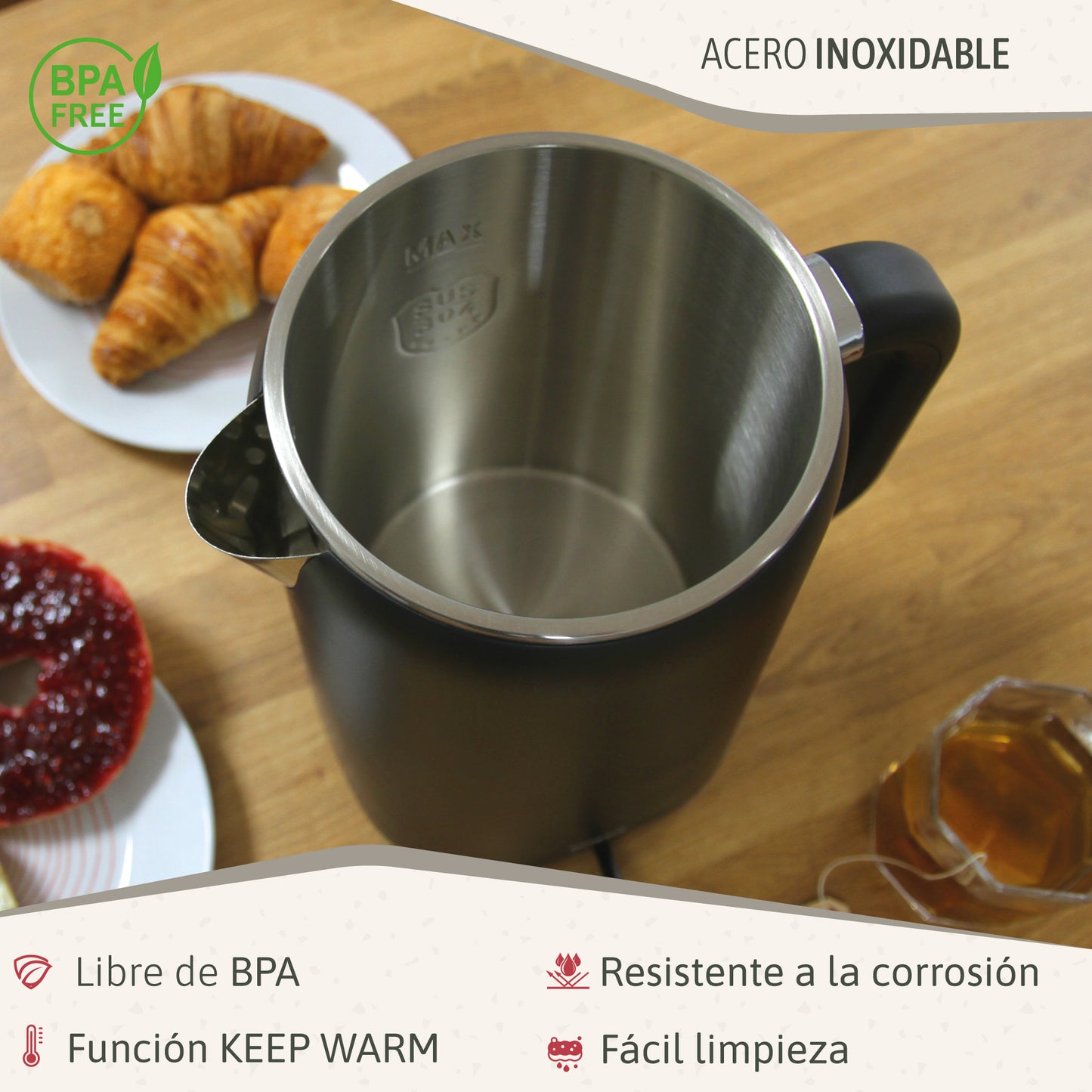 Briebe I-black Hervidor Agua Eléctrico 1,7lregulador De Temperatura Digital 45°c A 100°c, Libre De Bpa, Kt1175blk_4
