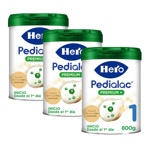 Embalagem de 3 x Pedialac Premium Milk 1, Hero Baby, 800 g