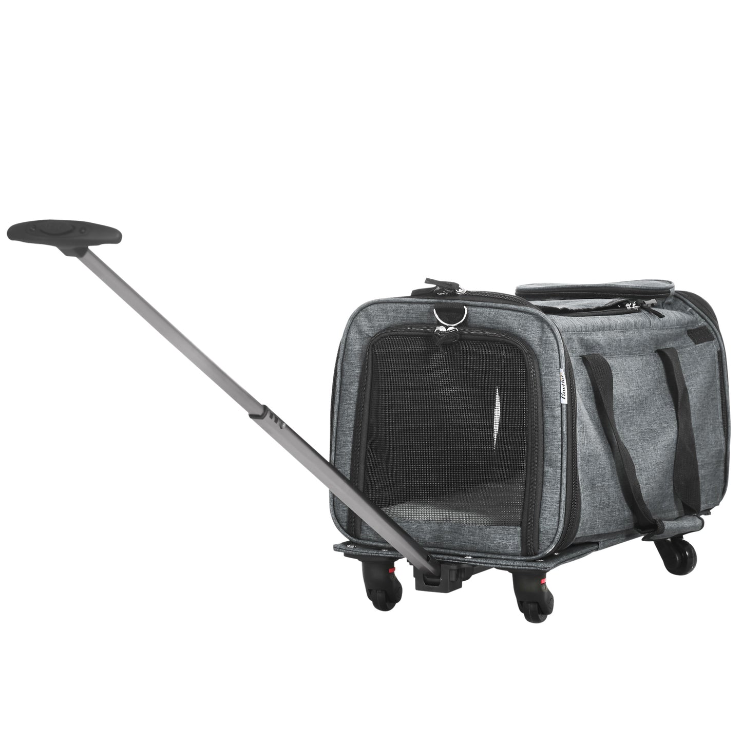 Pawhut 4 En 1 Transportadora Para Mascotas Con Ruedas 50x31x37 Cm Gris_3