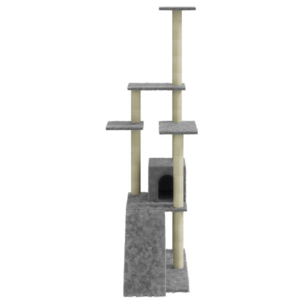 Rascador Para Gatos Con Postes De Sisal Gris Claro 155 Cm_4