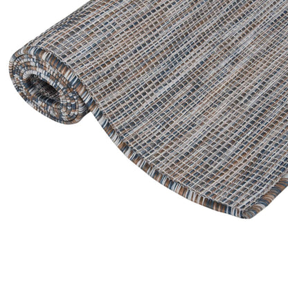 Alfombra De Exterior De Tejido Plano Marrón Y Azul - 80x250 Cm / Vetonek_0