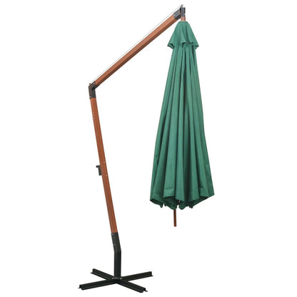 Vidaxl Sombrilla Colgante Con Palo De Madera Verde 350 Cm_3