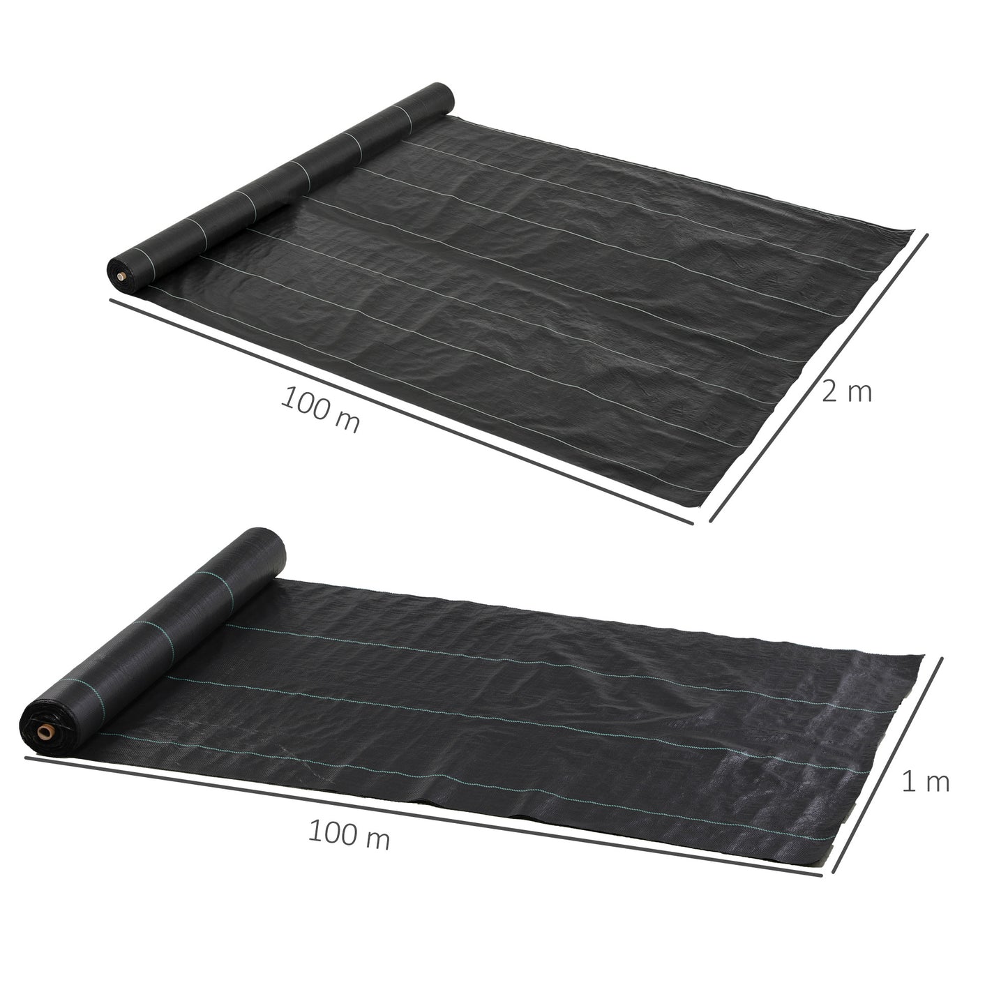 Outsunny Malla Antimaleza 2x100 M 60 G/m² Para Control De Malezas Malas Negro_2