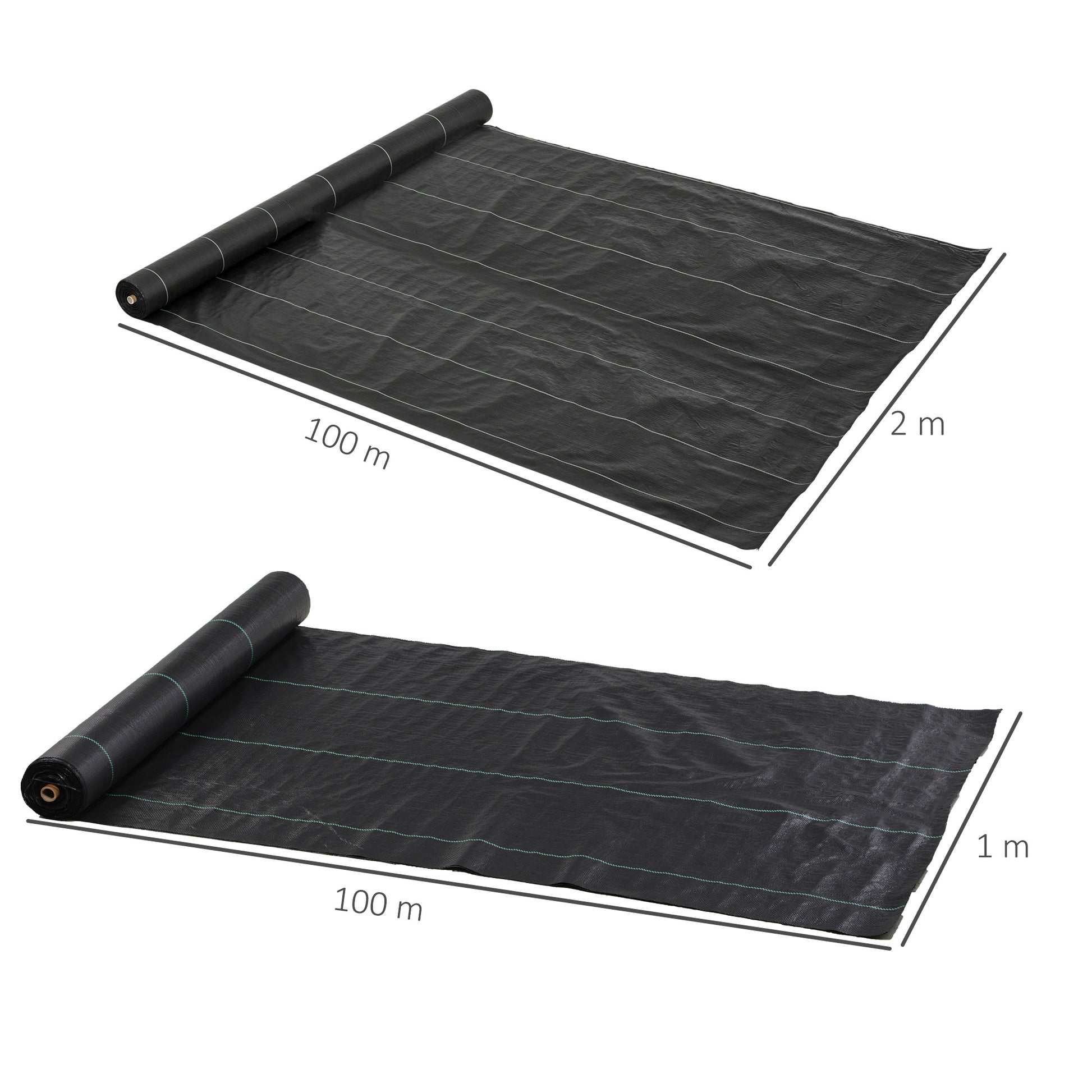 Outsunny Malla Antimaleza 2x100 M 60 G/m² Para Control De Malezas Malas Negro_2