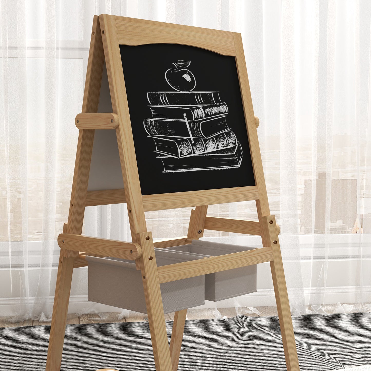 Aiyaplay Caballete Para Niños 3 En 1 Con Rollo De Papel 58x50,5x109 Cm Natural_4