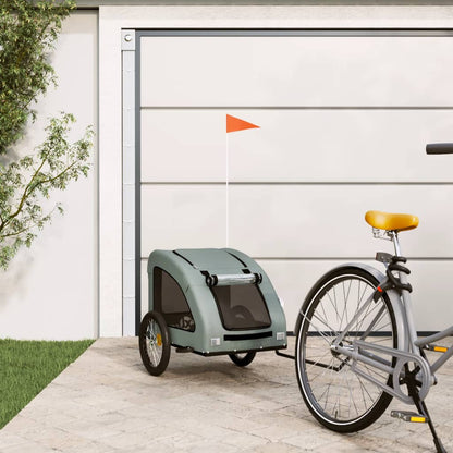 Remolque De Bicicleta Mascotas Hierro Tela Oxford Gris_1