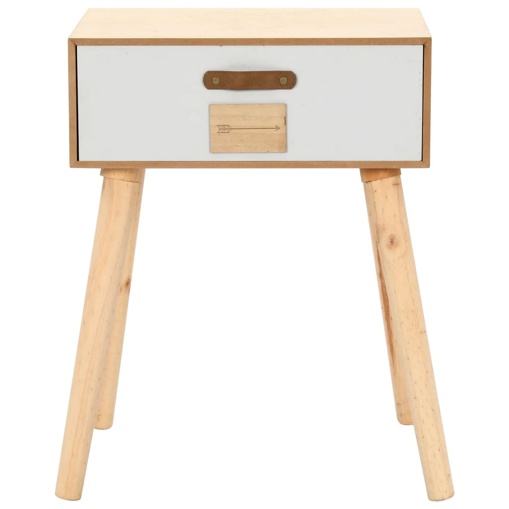 Mesita De Noche Con Cajón Madera Pino Maciza 44x30x58,5 Cm_0