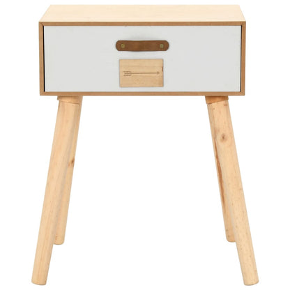 Mesita De Noche Con Cajón Madera Pino Maciza 44x30x58,5 Cm_0